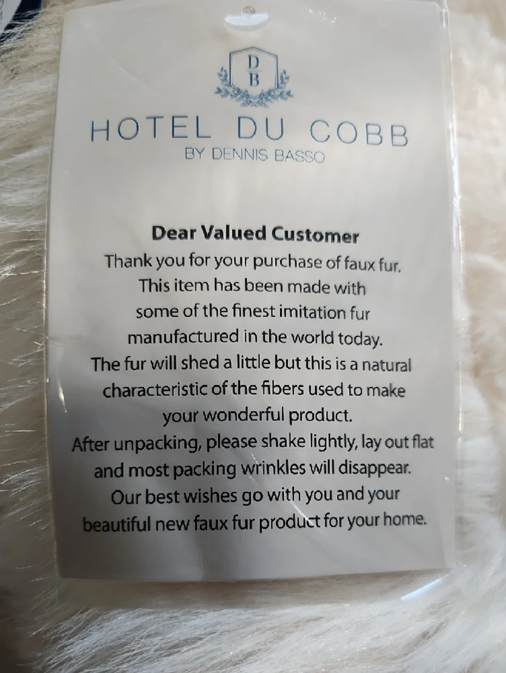 Hotel Du Cobb, Dennis basso Ivory Faux Fur Throw with Lush Pile - Picture 2 of 5